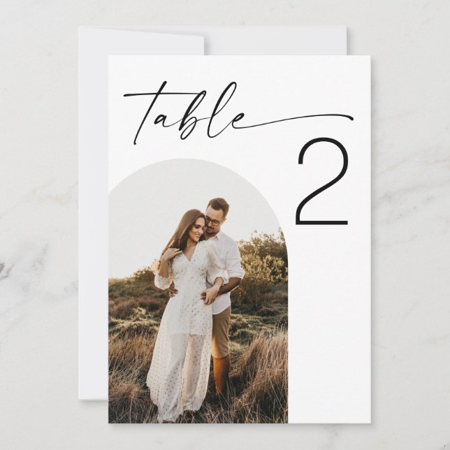 Convites Casamento Elegante | Número de Mesa de Foto Minima (Frente)