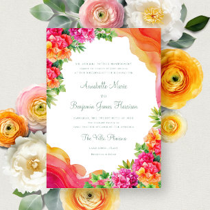 Convites Casamento Elegante Orange Floral Bougainville Itál