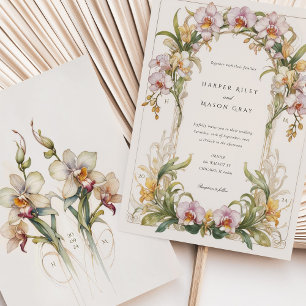 Convites Casamento Elegante Orquídea Art Nouveau