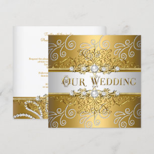 Convites Casamento Elegante Ouro Prata Renda Diamante