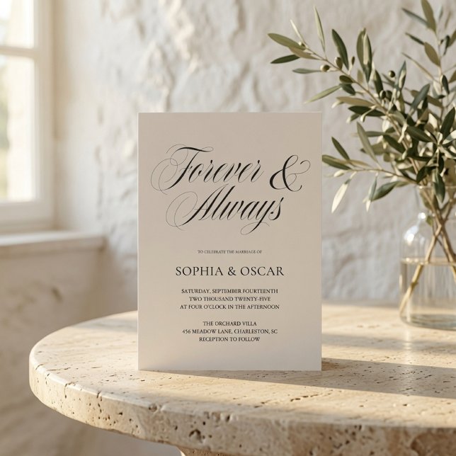 Convites Casamento Elegante Para Sempre & Sempre  (Criador carregado)