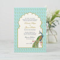 Casamento Elegante Peacock Aqua & gold Indian