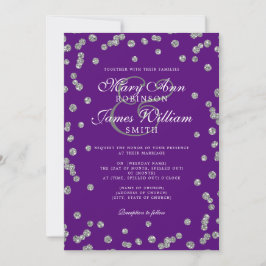 Convites Casamento Elegante Prata Lata Confetti Roxo