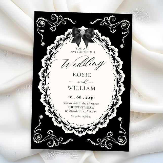 Convites Casamento elegante preto (Criador carregado)