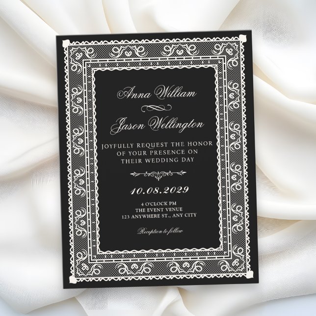 Convites Casamento elegante preto (Criador carregado)