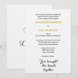 Convites Casamento Elegante Preto Branco Dourado Dois Coraç