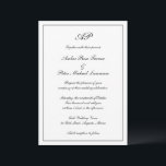 Convites Casamento Elegante Preto Branco Monograma de Scrip<br><div class="desc">Convite de casamento do estilo tradicional, com um simples design em preto clássico e branco com seu monograma no topo, junto com seus detalhes de casamento em um roteiro elegante cercado por uma fronteira. A cor pode ser alterada para qualquer cor desejada clicando no botão "personalizar". Este Convite de Casamento...</div>