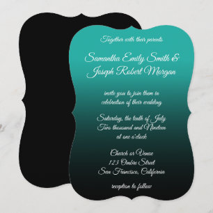 Convites Casamento elegante preto da caligrafia de Ombre de