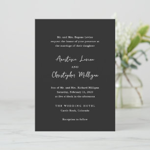 Convites Casamento Elegante Preto do Carvão Anastasia