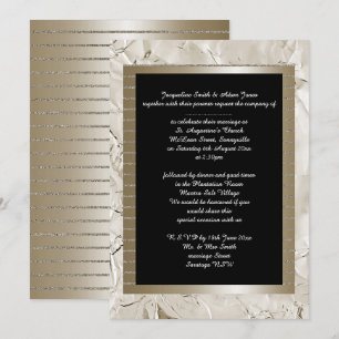 Convites CASAMENTO Elegante Preto Dourado de Bronze Metáli