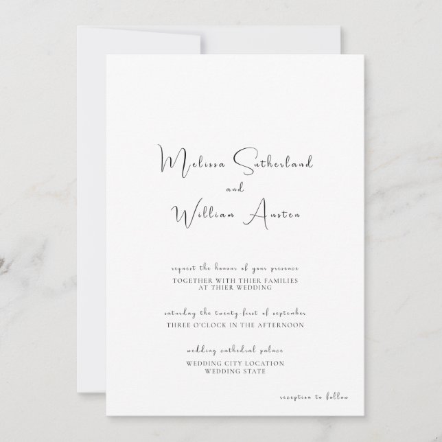 Convites Casamento Elegante Preto e Branco (Frente)
