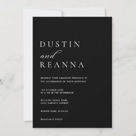 Convites Casamento Elegante Preto e Branco