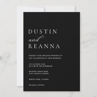 Convites Casamento Elegante Preto e Branco