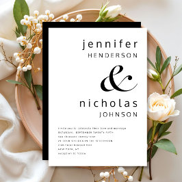 Convites Casamento Elegante Preto e Branco