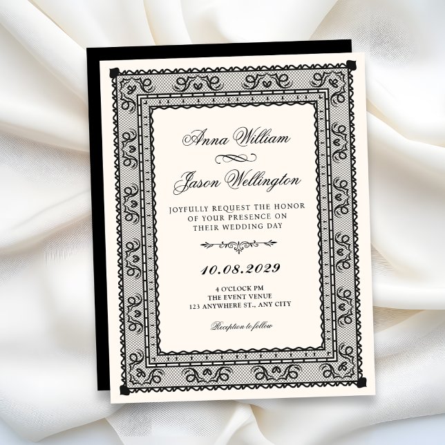 Convites Casamento elegante preto e branco (Criador carregado)
