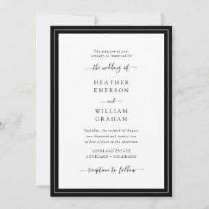 Convites Casamento Elegante Preto e Branco