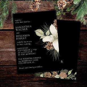 Convites Casamento Elegante Preto e Branco de Pinheiro de I
