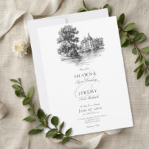 Casamento Elegante Preto e Branco Toile Manor Fran