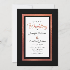 Convites Casamento Elegante Preto e Cobre Moderno