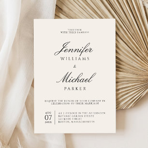 Convites Casamento Elegante Preto e Marfim Old Money