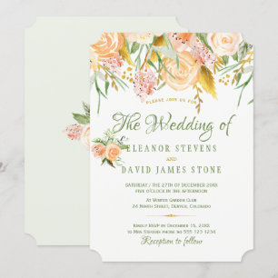 Convites Casamento elegante prudente do ouro rústico flora