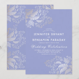 Convites Casamento Elegante Púrpura de Lavanda de Folhagem