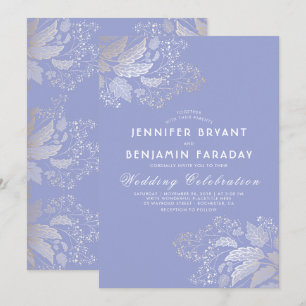 Convites Casamento Elegante Púrpura de Lavanda de Folhagem