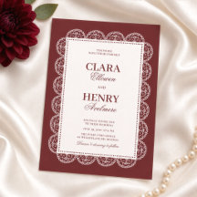 Casamento Elegante Quadro de Renda Borgonha