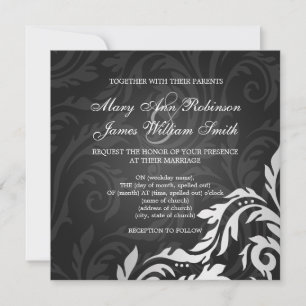 Convites Casamento Elegante Redemoinho Preto
