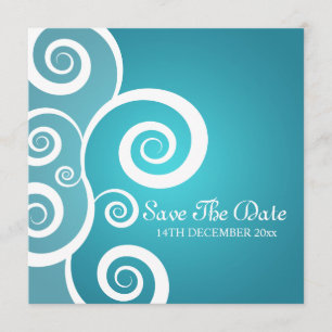 Convites Casamento Elegante Redemoinhos Brancos Azul