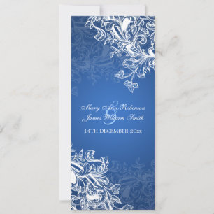 Convites Casamento Elegante Redemoinhos Vintage Azul