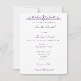 Convites Casamento Elegante Regência Roxo e Branco