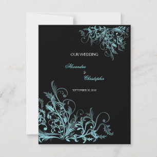 Convites Casamento Elegante Retro com Redemoinho de Flor Tu