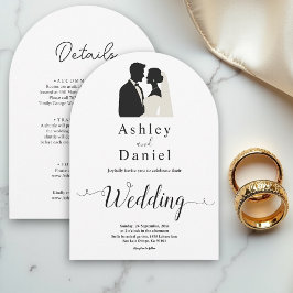 Convites Casamento Elegante Romântico Simples Negro E Branc