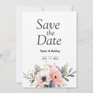 Convites Casamento Elegante Rosa Boho e Rosa Vermelha 