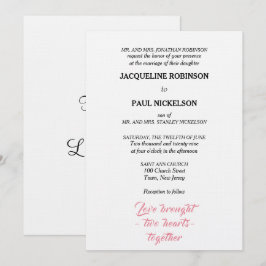 Convites Casamento Elegante Rosa Branco Dois Corações