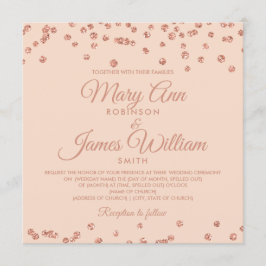 Convites Casamento Elegante Rosa Dourado Brilho Confete Bei