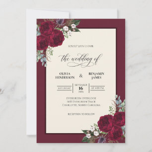 Convites Casamento Elegante Rosa Vinho