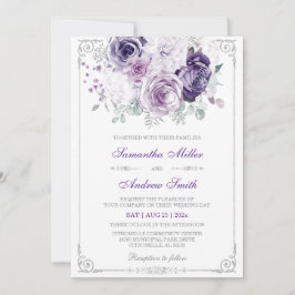 Convites Casamento Elegante Roxo e Prata