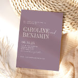 Convites Casamento Elegante Roxo Minimalista Tudo em Um<br><div class="desc">Convite para Casamento de Script Purple Dusty Elegante Clássico Minimalista com RSVP Online</div>