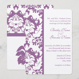 Convites Casamento Elegante Roxo Vitoriano Damask