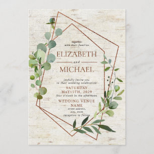 Convites Casamento Elegante Russo de Verde-Cobre