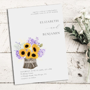Convites Casamento Elegante Rustic Hydrangea Sunflower Buqu