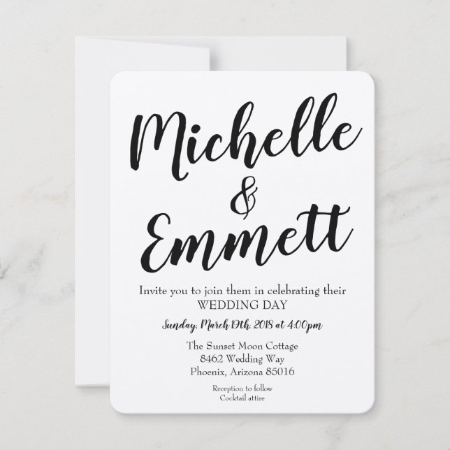 Convites Casamento Elegante Rustic Kraft - Script de Caligr (Frente)