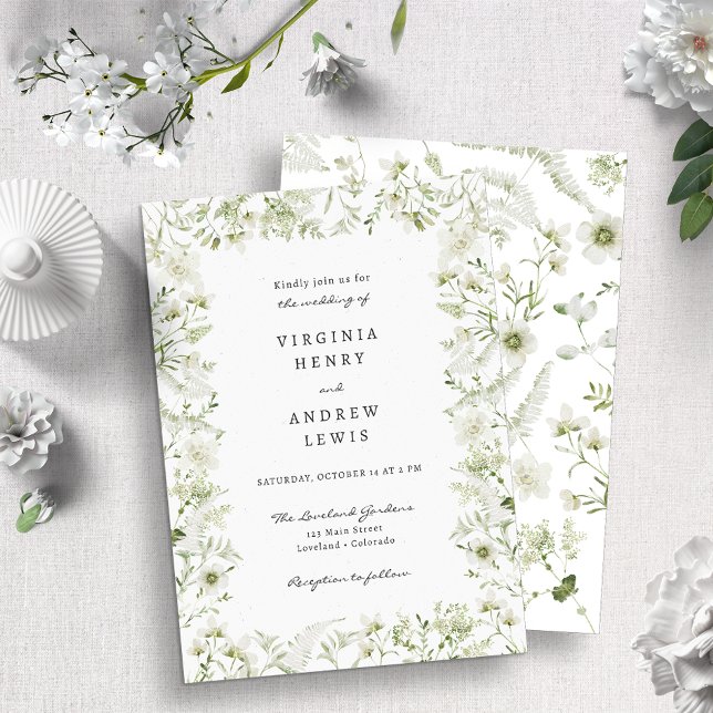 Convites Casamento Elegante Rústico Boho com Verde (Criador carregado)