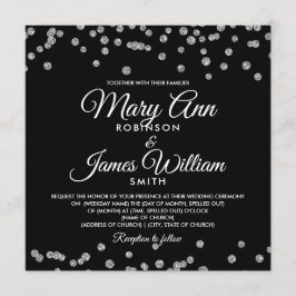 Convites Casamento Elegante Silver Faux Glitter Confetti Pr