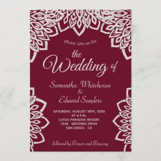 Convites Casamento Elegante Silver Glitter Burgundy