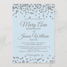 Casamento Elegante Silver Glitter Confetti Azul de