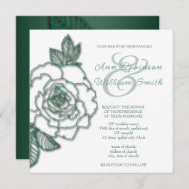Convites Casamento Elegante Silver Verde Emerald