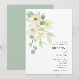 Convites Casamento Elegante Simple Watercolor Greenery |